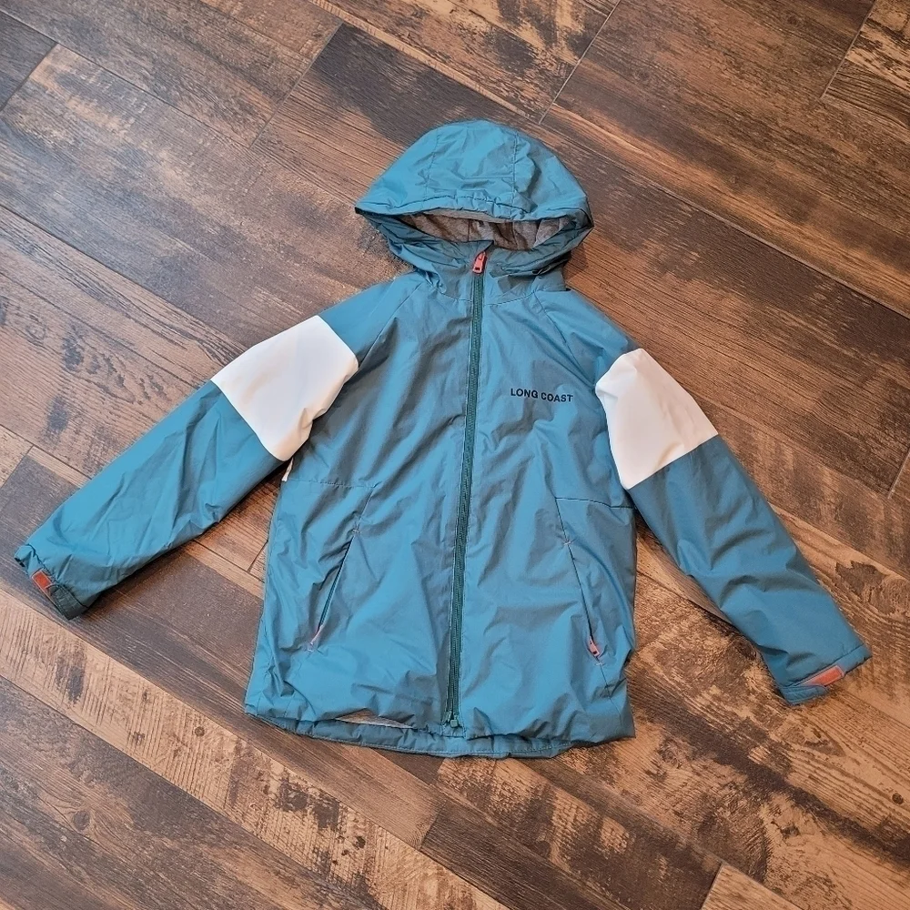 Zara Boys Frisbee Club Zip Up Hooded Lined Rain Jacket Coat Size 9